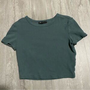 Zara teal cropped tee